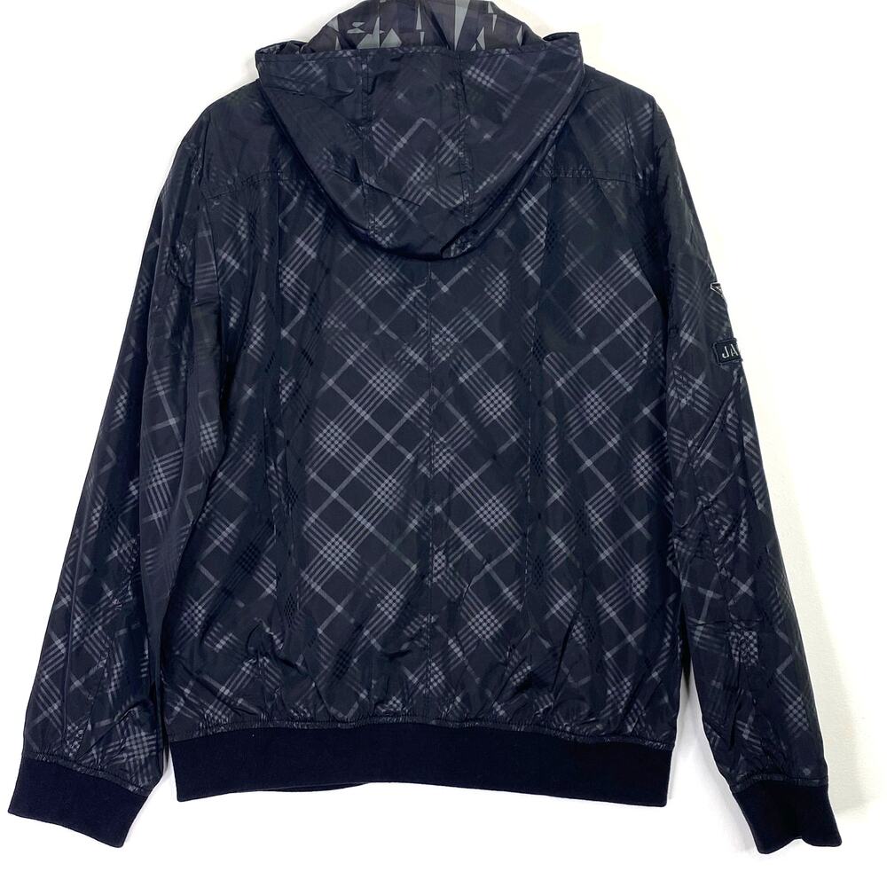 Jack & Jones Hartford Bomber Jacket Mens Sz XXL Black Plaid Hooded Motorcycle - Picture 8 of 15